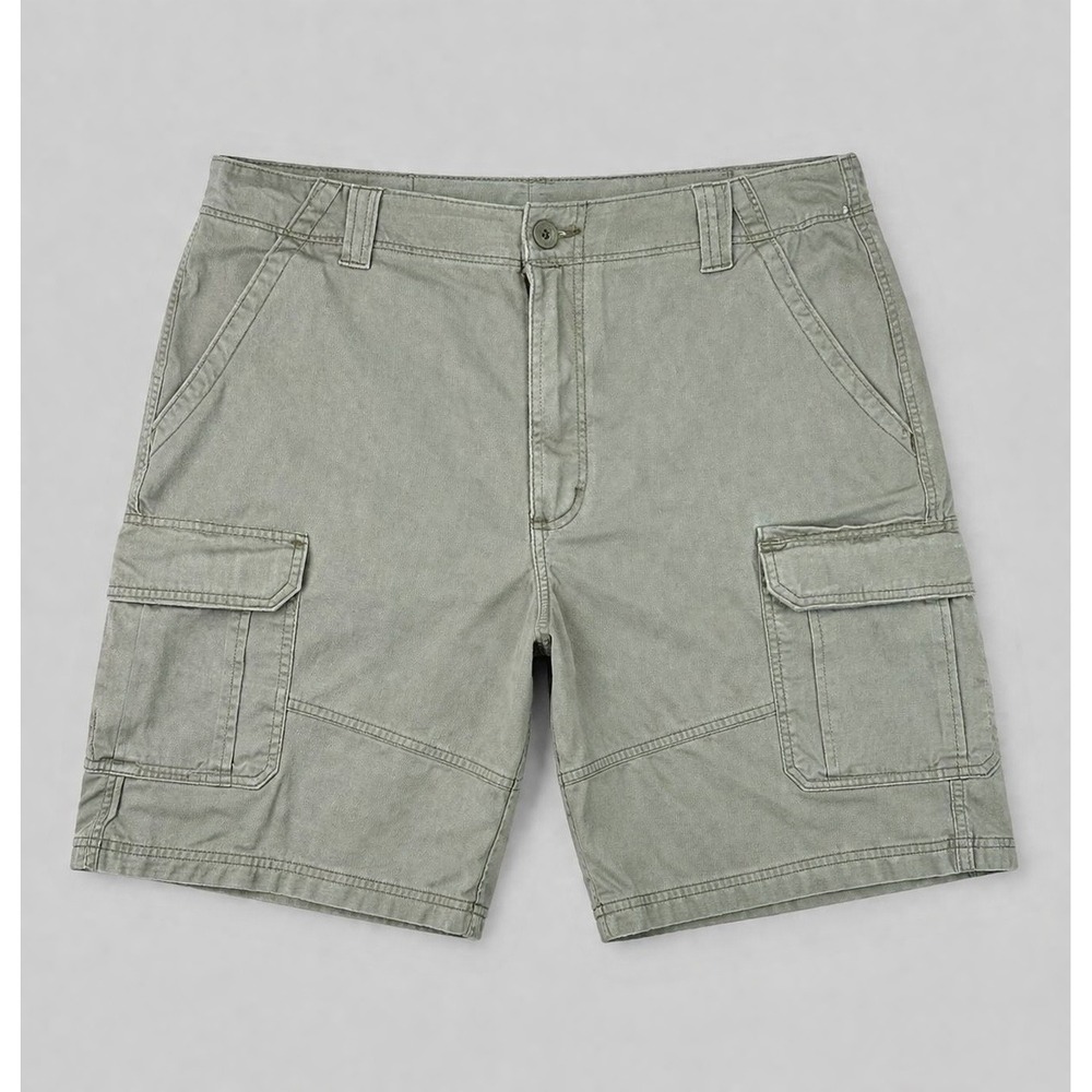 Wrangler Mens Size 38 Cargo Shorts Olive Green Twill Relaxed Fit Flat Front